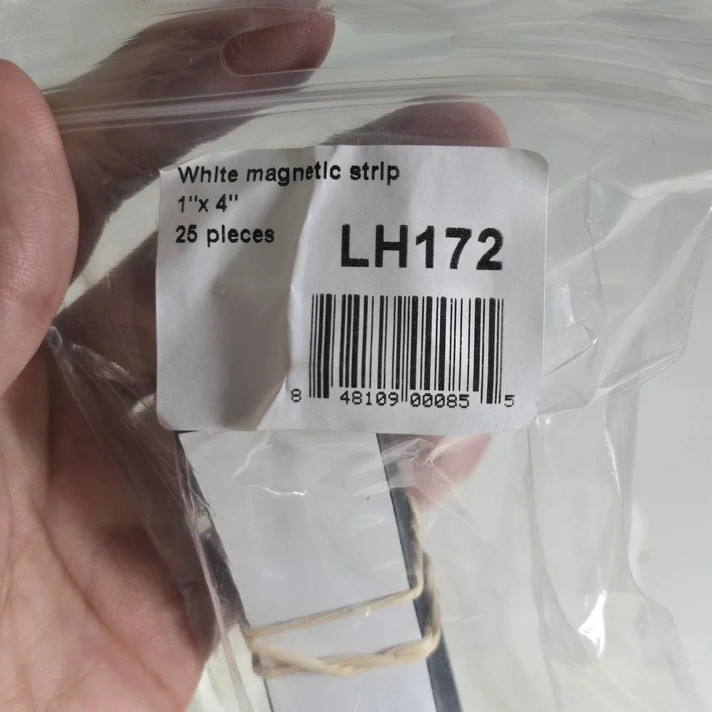 LH172 White Warehouse Labels Magnetic Strips 1 Inch x 4 Inch 25 Pieces Case